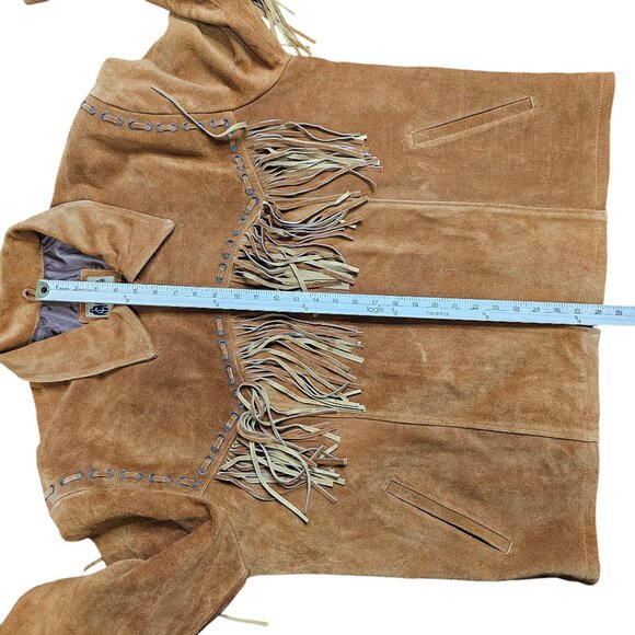 Classyak Fringe Leather Coat Mens 4XL Fits Like 2XL Brown Suede Cowboy Western - Picture 5 of 10
